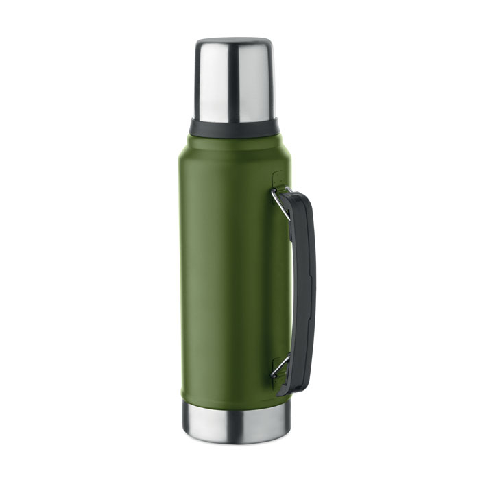 Bouteille isotherme 1L en acier recyclé promotionnelle Nyima Vert foncé